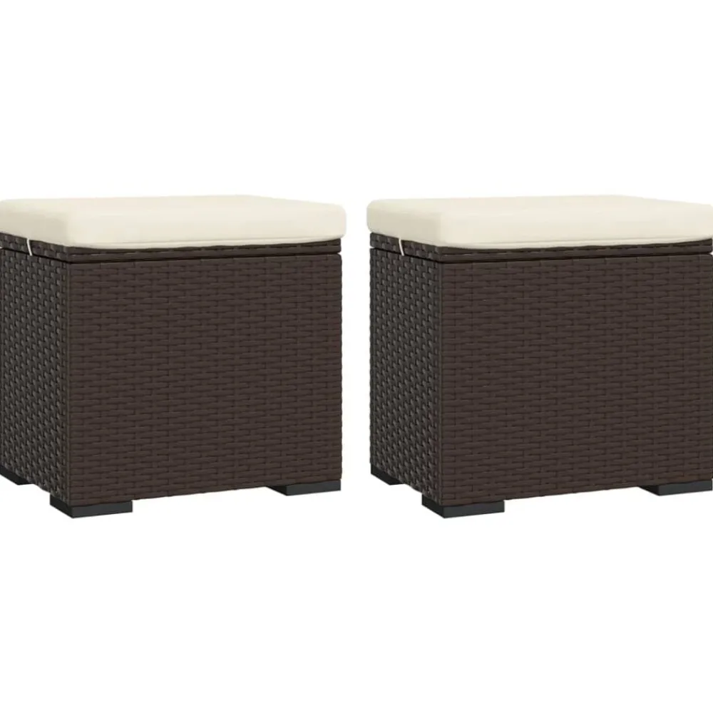 vidaXL Poufs avec coussins lot de 2 40x30x40 cm résine tressée