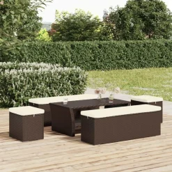 vidaXL Poufs avec coussins lot de 2 40x30x40 cm résine tressée