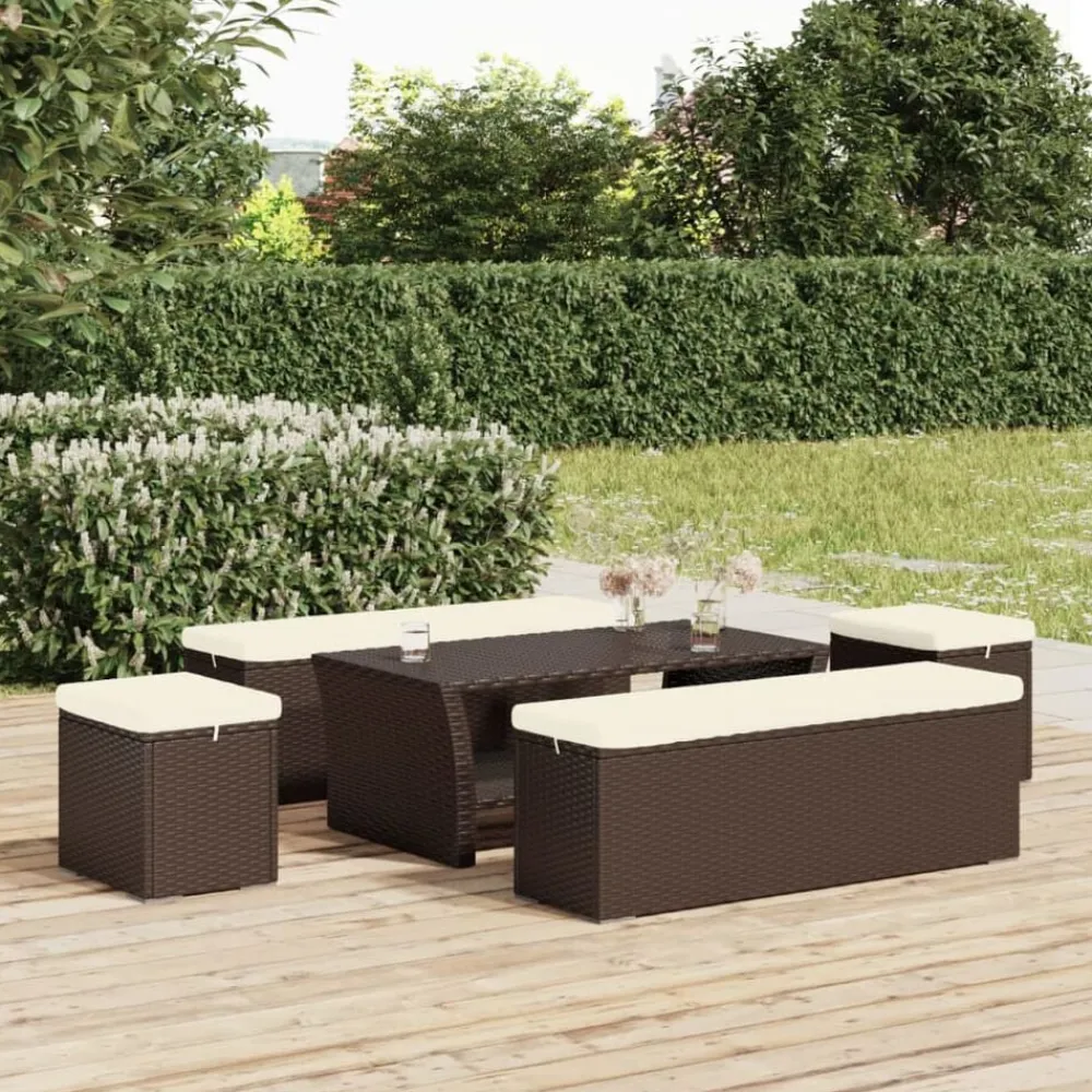 vidaXL Poufs avec coussins lot de 2 40x30x40 cm résine tressée