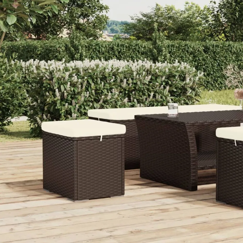 vidaXL Poufs avec coussins lot de 2 40x30x40 cm résine tressée