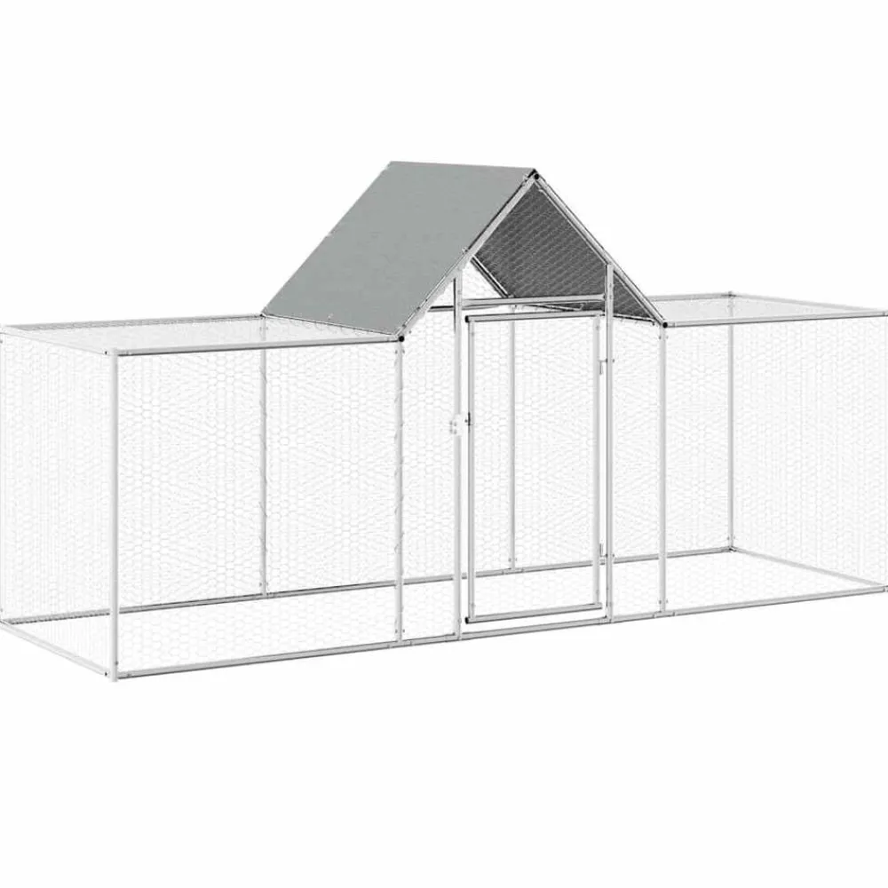 Articles Pour Animaux De Compagnie-vidaXL Poulailler 3 x 1 x 1,5 m Acier galvanisé