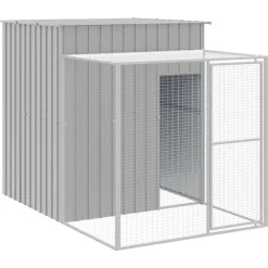 Articles Pour Animaux De Compagnie-vidaXL Poulailler avec cour 165x251x181 cm acier galvanisé Gris clair