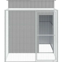 Articles Pour Animaux De Compagnie-vidaXL Poulailler avec cour 165x251x181 cm acier galvanisé Gris clair