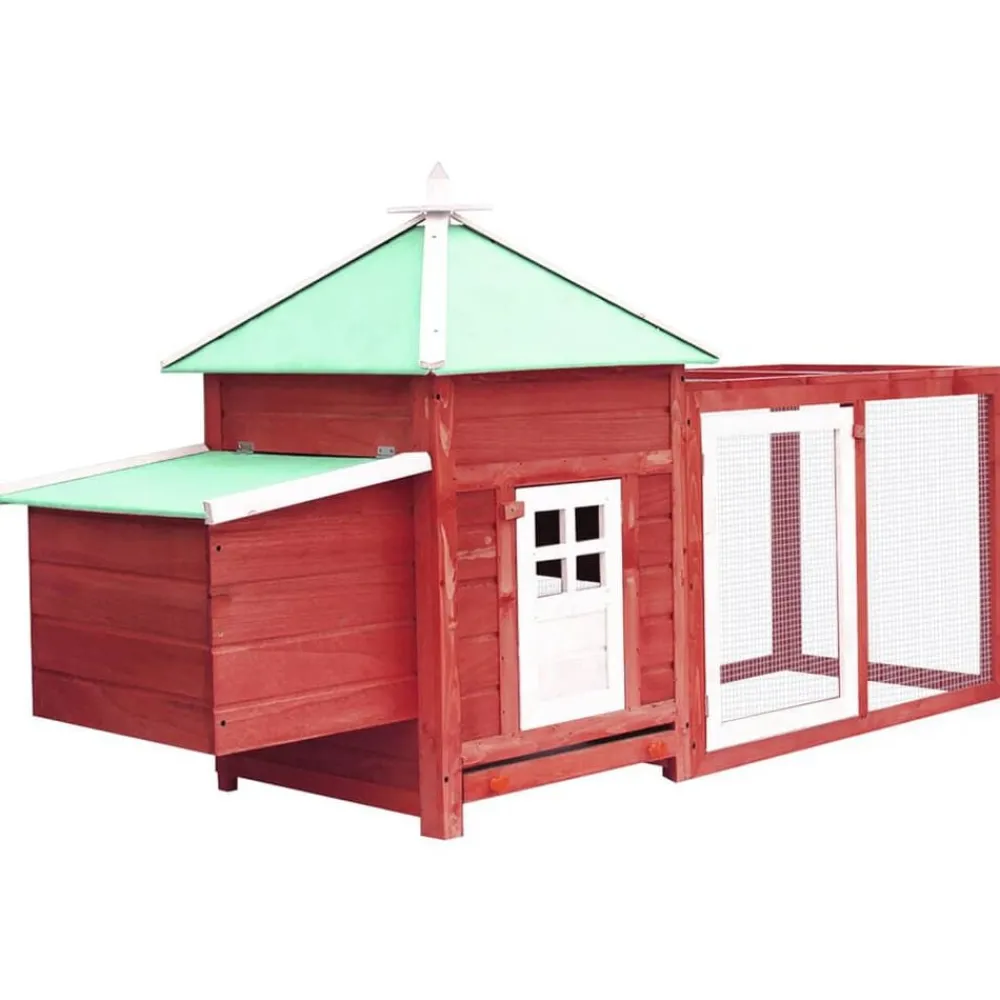 Articles Pour Animaux De Compagnie-vidaXL Poulailler avec nichoir 190x72x102cm Bois de sapin massif Rouge