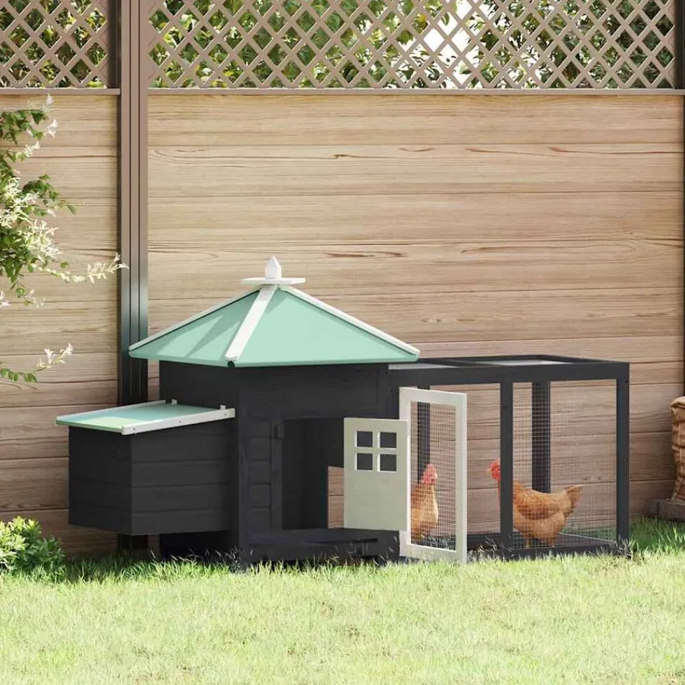 Articles Pour Animaux De Compagnie-vidaXL Poulailler avec nichoir 190x72x102 cm Bois de sapin massif Gris