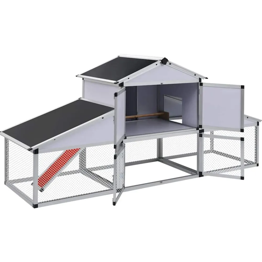vidaXL Poulailler avec rampes et nichoir Aluminium