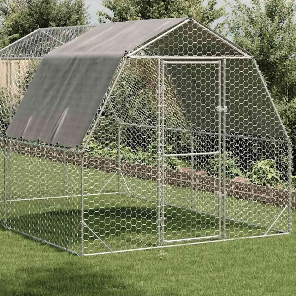 vidaXL Poulailler avec toit 2,5x4x2,25 m acier galvanisé