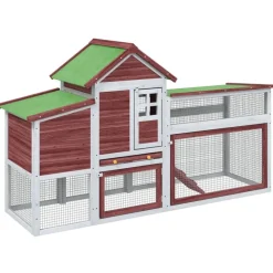 vidaXL Poulailler moka 186,5x58,5x113 cm bois massif de pin
