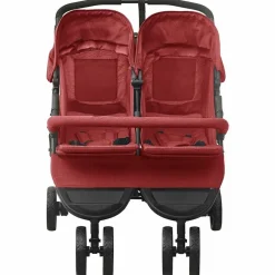 Transport De Bébés-vidaXL Poussette à deux places Acier Rouge