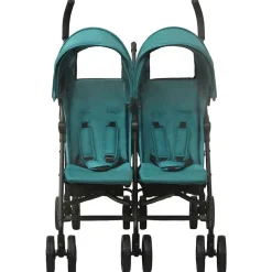 Transport De Bébés-vidaXL Poussette à deux places Acier Vert