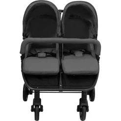 Transport De Bébés-vidaXL Poussette à deux places et noir Acier Gris foncé