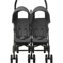 Transport De Bébés-vidaXL Poussette à deux places Acier Anthracite