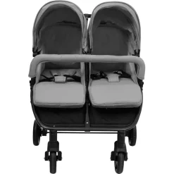 Transport De Bébés-vidaXL Poussette à deux places et noir Acier Gris clair