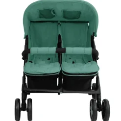 Transport De Bébés-vidaXL Poussette à deux places Acier Vert