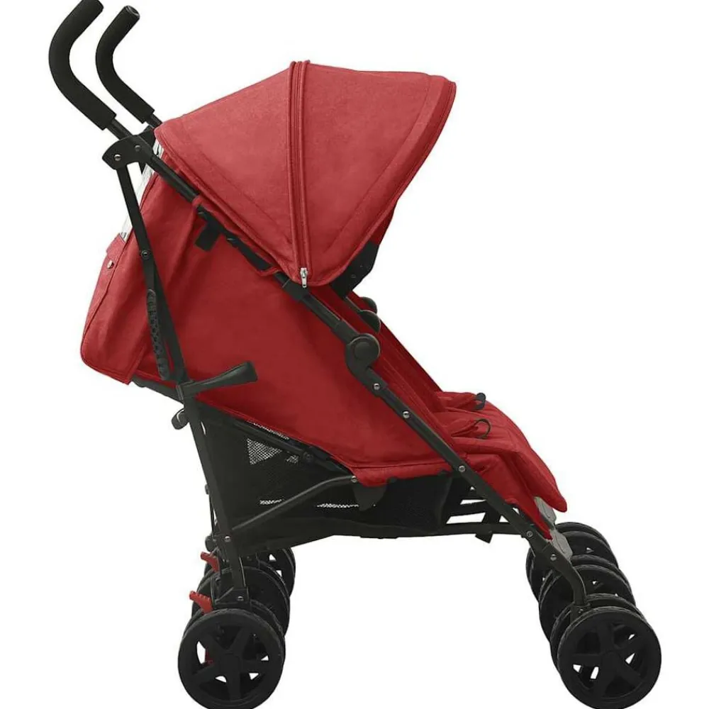 Transport De Bébés-vidaXL Poussette à deux places Acier Rouge