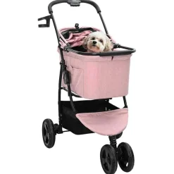 Articles Pour Animaux De Compagnie-vidaXL Poussette Pliante pour Animaux 78 x 54 x 101 cm Polyester Rose