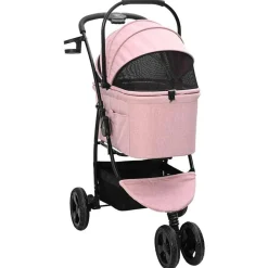 Articles Pour Animaux De Compagnie-vidaXL Poussette Pliante pour Animaux 78 x 54 x 101 cm Polyester Rose