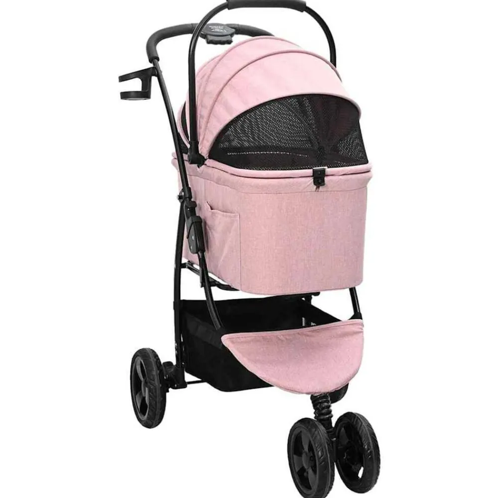 Articles Pour Animaux De Compagnie-vidaXL Poussette Pliante pour Animaux 78 x 54 x 101 cm Polyester Rose