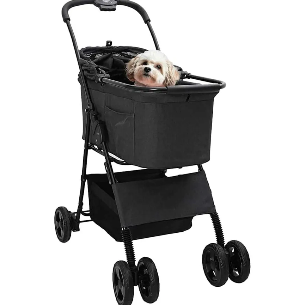 Articles Pour Animaux De Compagnie-vidaXL Poussette Pliante pour Animaux 81 x 47 x 99 cm Polyester Noir