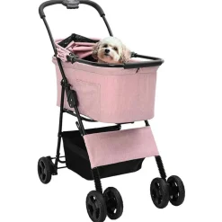 Articles Pour Animaux De Compagnie-vidaXL Poussette Pliante pour Animaux 81 x 47 x 99 cm Polyester Rose