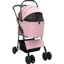 Articles Pour Animaux De Compagnie-vidaXL Poussette Pliante pour Animaux 81 x 47 x 99 cm Polyester Rose