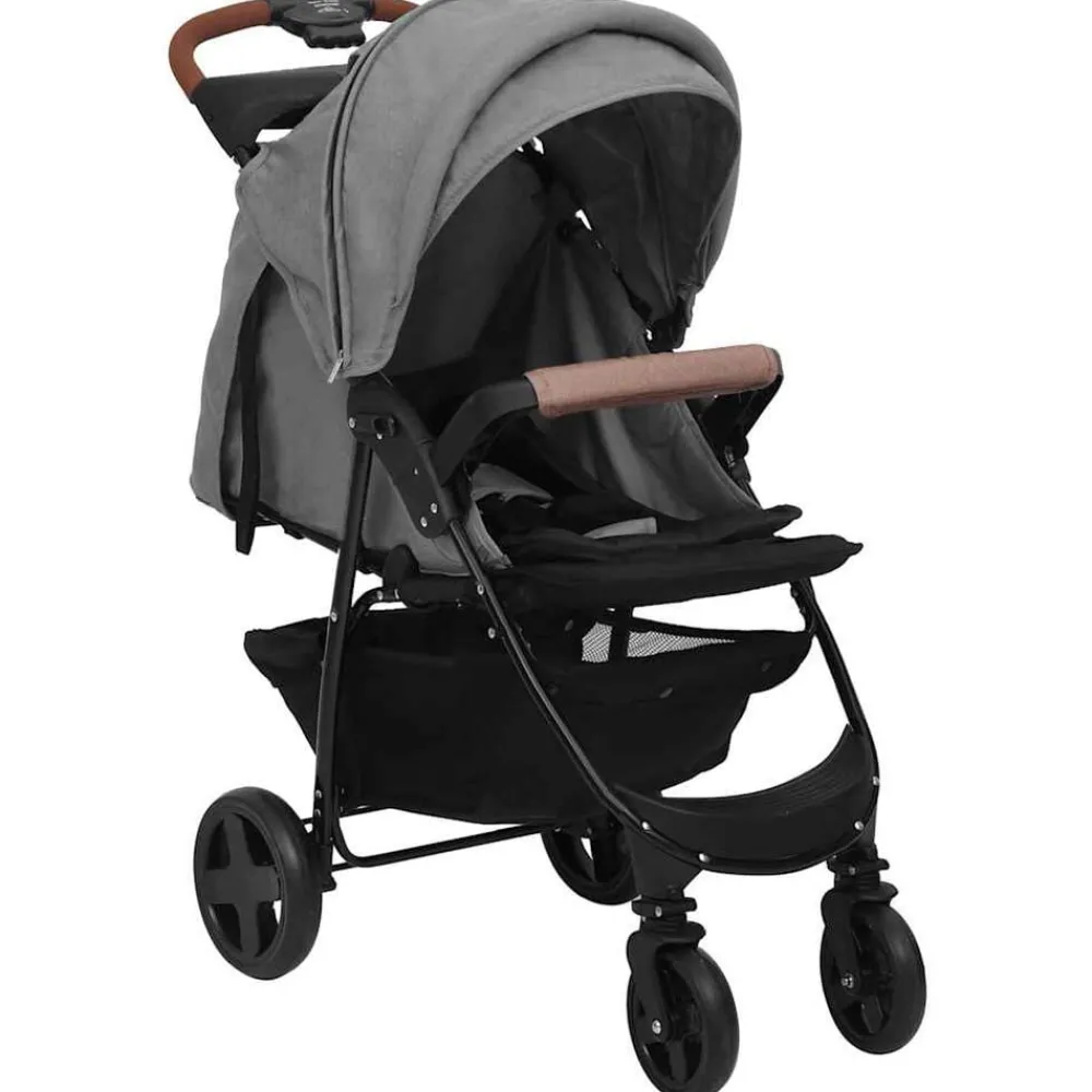 Transport De Bébés-vidaXL Poussette pour bébé 3-en-1 Acier Gris clair