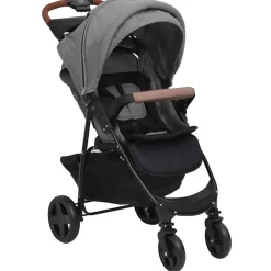 Transport De Bébés-vidaXL Poussette pour bébé 3-en-1 Acier Gris clair