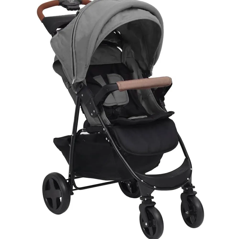 Transport De Bébés-vidaXL Poussette pour bébé 3-en-1 Acier Gris clair
