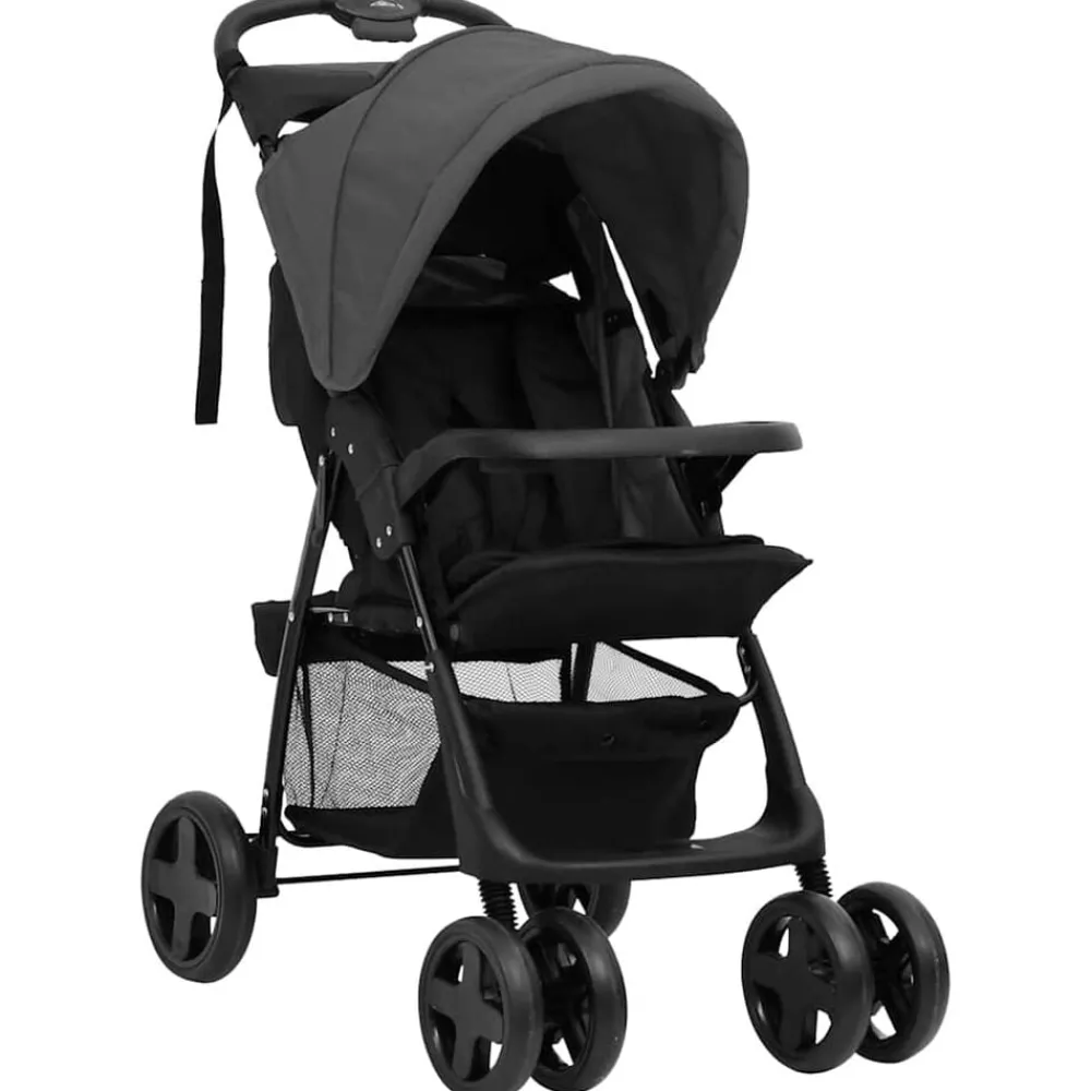 vidaXL Poussette pour bébé 3-en-1 et noir Acier