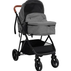 vidaXL Poussette pour bébé 2-en-1 et noir Acier