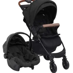 Transport De Bébés-vidaXL Poussette pour bébé 3-en-1 Acier Anthracite