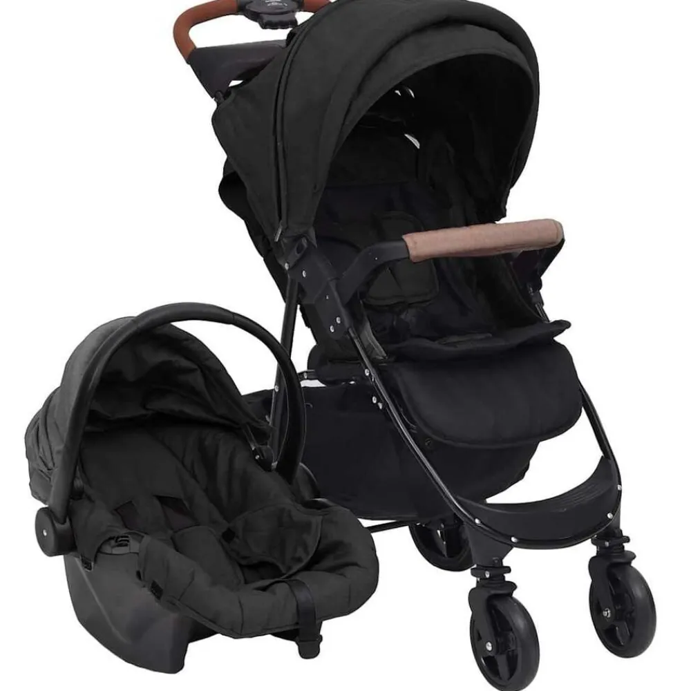Transport De Bébés-vidaXL Poussette pour bébé 3-en-1 Acier Anthracite