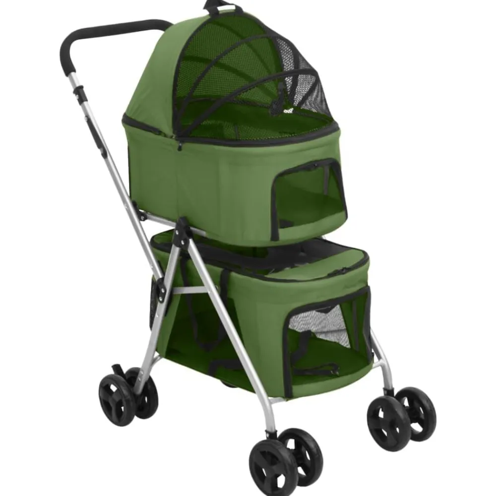 Articles Pour Animaux De Compagnie-vidaXL Poussette pour chien pliante à 2 niveaux 83x48x97 cm Vert