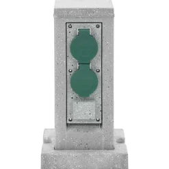 Accessoires Électriques-vidaXL Prise d'extérieur avec piquet à 4 voies aspect de pierre gris