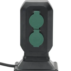 Accessoires Électriques-vidaXL Prise d'extérieur avec piquet à 2 voies noir vert 15,5x11x24 cm