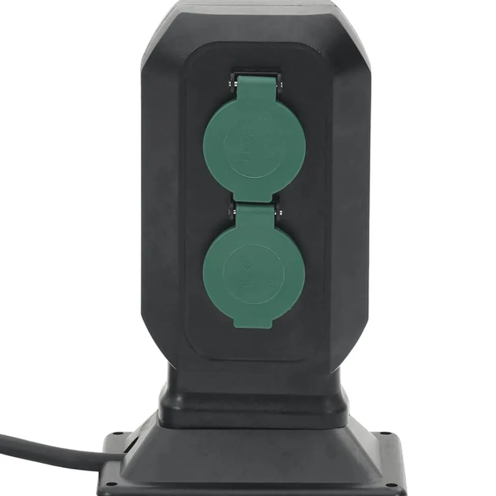 Accessoires Électriques-vidaXL Prise d'extérieur avec piquet à 2 voies noir vert 15,5x11x24 cm