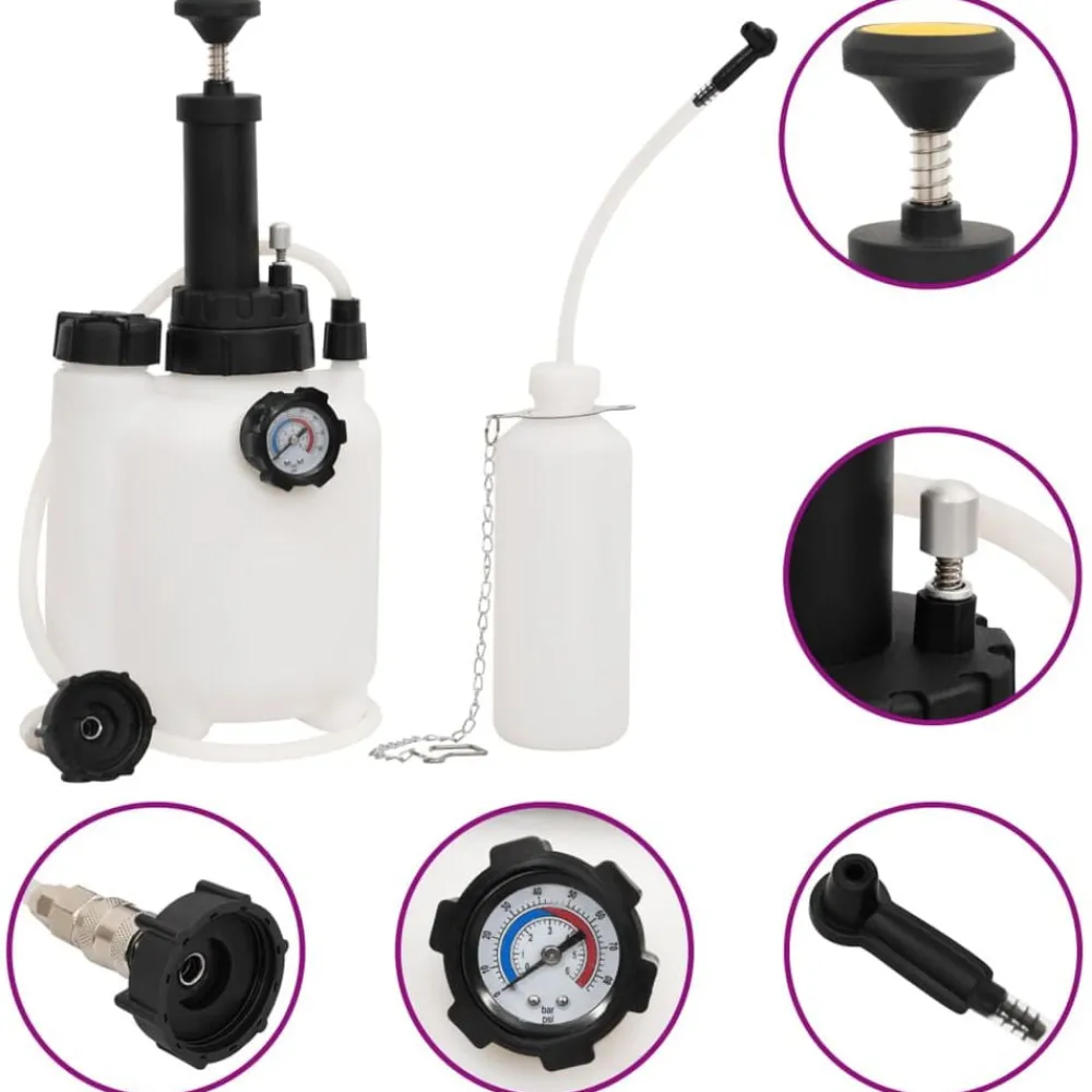 vidaXL Purgeur de frein blanc et noir 3 L