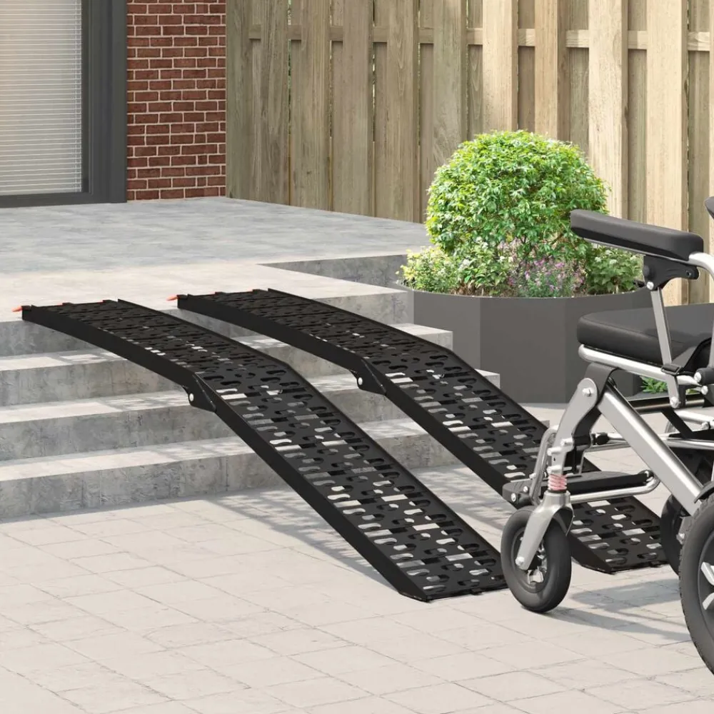 Pièces Détachées Pour Véhicules-vidaXL Rampe de moto pliable 340 kg par rampe 2 pcs Aluminium Noir