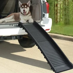 Articles Pour Animaux De Compagnie-vidaXL Rampe de voiture pliable pour chiens Noir 155,5x40x15,5 cm