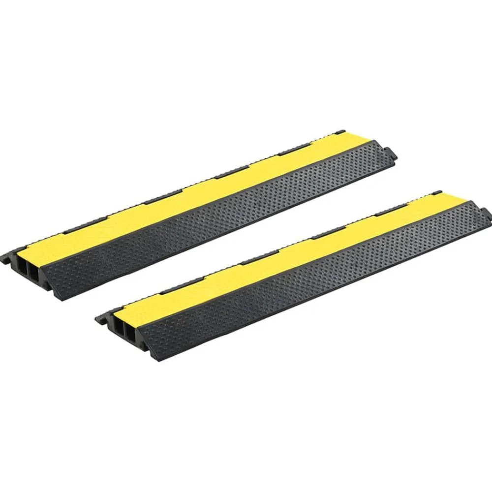 Signalétique-vidaXL Rampes de protection de câble 2 pcs 2 canaux caoutchouc 101,5cm