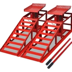 vidaXL Rampes de réparation auto 2 pcs rouge acier