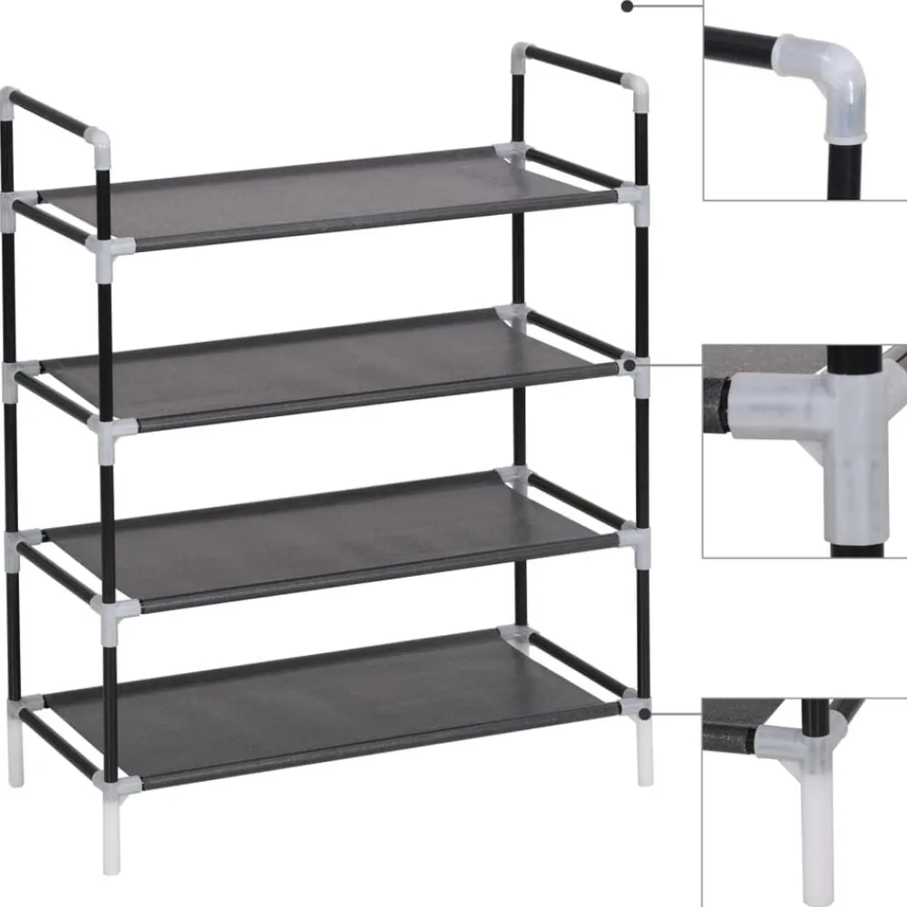 Produits Ménagers-vidaXL Range-chaussures avec 4 étagères Métal et Tissu non tissé Noir