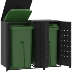 vidaXL Rangement à roulettes pour poubelles pour 2 bacs acier