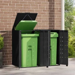 vidaXL Rangement à roulettes pour poubelles pour 2 bacs acier