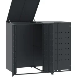 Produits Ménagers-vidaXL Rangement à roulettes pour poubelles pour 2 bacs Anthracite