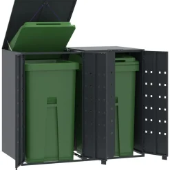 Produits Ménagers-vidaXL Rangement à roulettes pour poubelles pour 2 bacs Anthracite