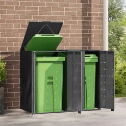Produits Ménagers-vidaXL Rangement à roulettes pour poubelles pour 2 bacs Anthracite