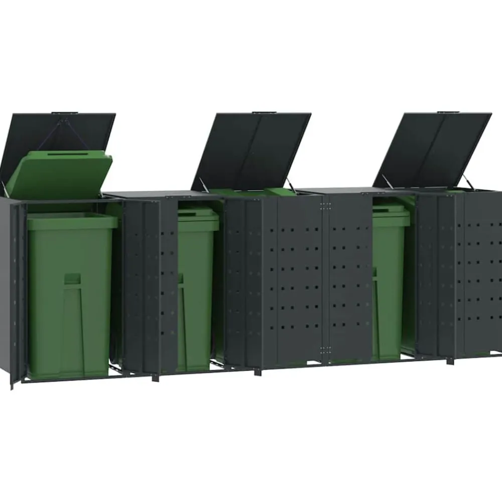Produits Ménagers-vidaXL Rangement à roulettes pour poubelles pour 5 bacs Anthracite