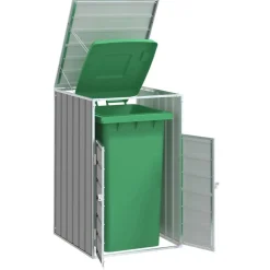 vidaXL Rangement à roulettes pour poubelles pour bac unique acier