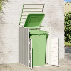 vidaXL Rangement à roulettes pour poubelles pour bac unique acier